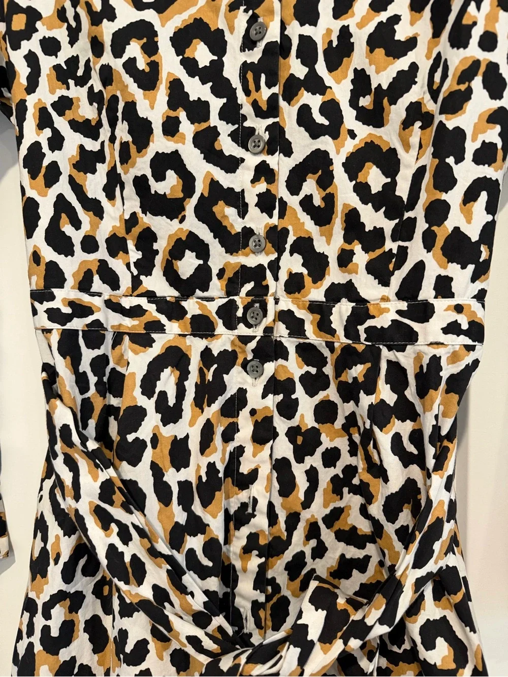 J. Crew Kids Leopard Print Shirt Dress in White, Black & Brown
